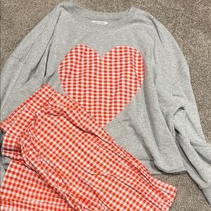 Grayson Threads Gray and Red Wide Leg Pants